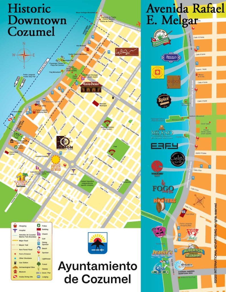 Map of Historic Downtown Isla Cozumel - Cozumel Visitors Guide