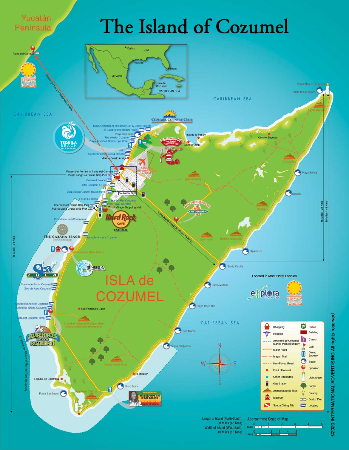 Map of Isla Cozumel Cozumel Visitors Guide